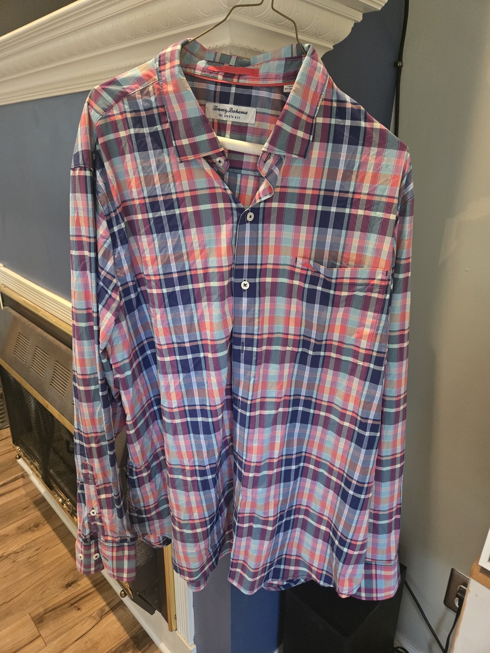 Tommy Bahama Pink and Blue Plaid Siesta Key Button-Down Shirt